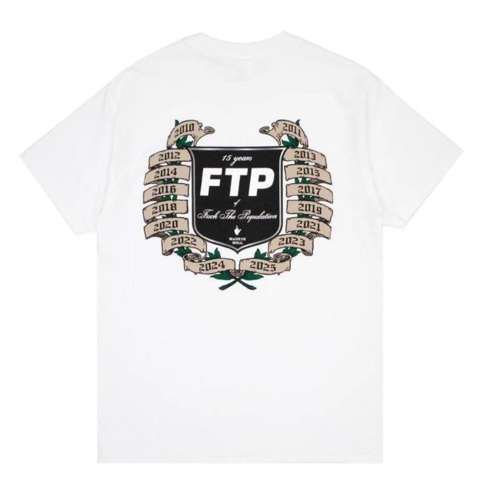 MEDIUM  15 YEAR ANNIVERSARY TEE WHITE FTP 2025 tee ❤️✅ SHIPS ASAP